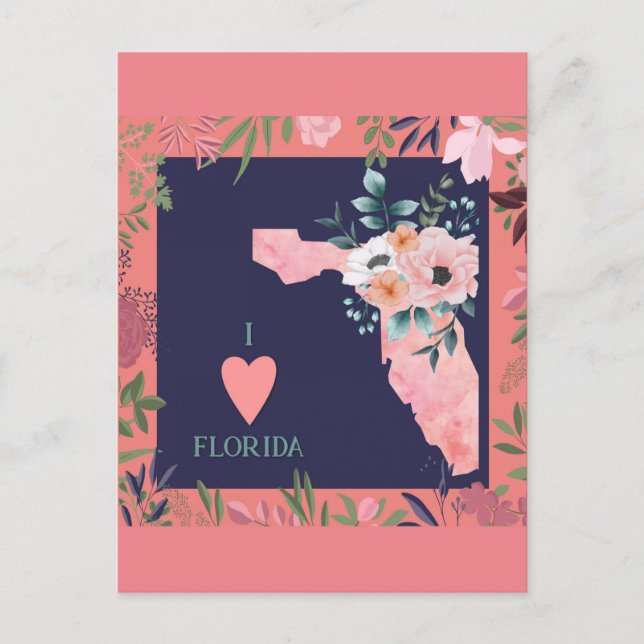 Vintage Map Florida USA  Holiday Postcard (Front)