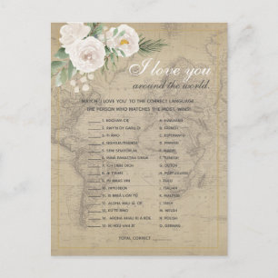 Vintage Map Foreign Phrases Bridal Shower Game  Postcard