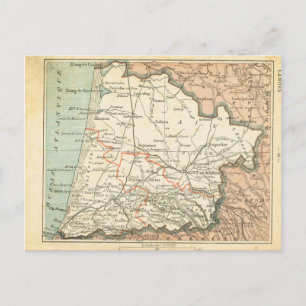 Vintage map France Landes Postcard