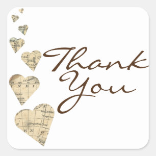 Vintage Map Heart Favour Stickers