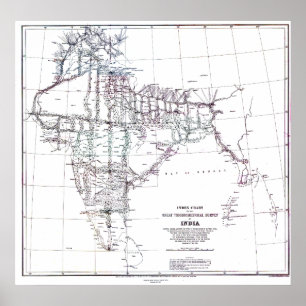 Vintage Map Index Chart Survey of India