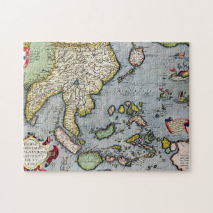 Vintage Map India to New Guinea Jigsaw Puzzle
