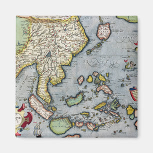 Vintage Map   India to New Guinea Magnet