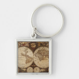 Vintage Map Keychain