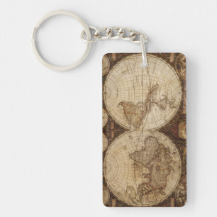Vintage Map Keychain