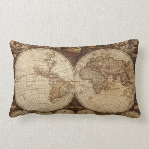 Vintage Map Lumbar Pillow