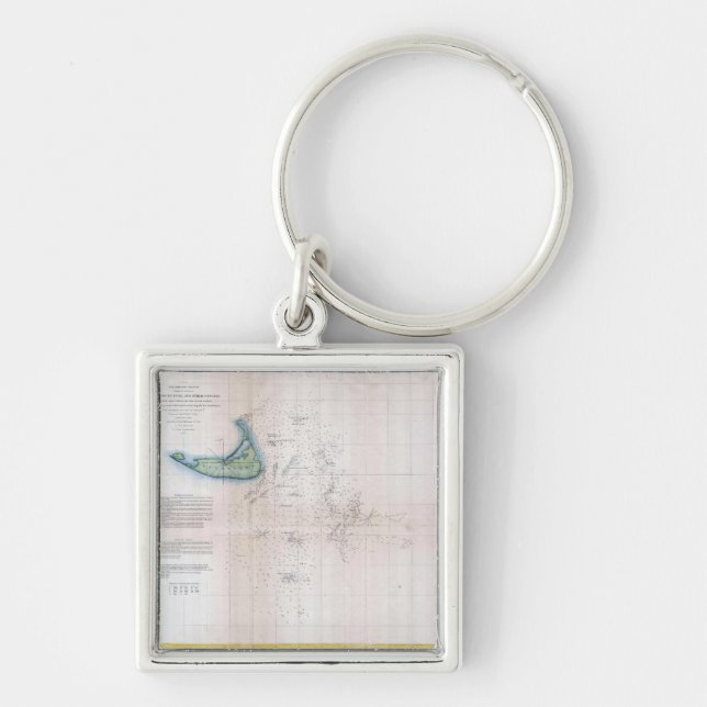 Vintage Map Nantucket Massachusetts Keychain (Front)