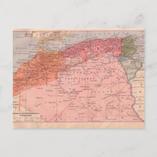 Vintage map, North Africa circa 1920 Postcard