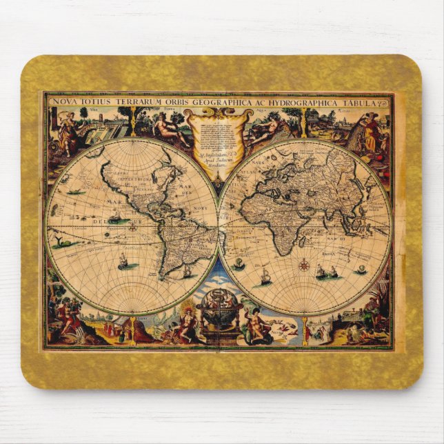 Vintage Map Nova totius terrarum 1625 Mouse Pad (Front)