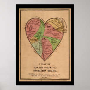 Vintage Map of a Woman's Heart Poster