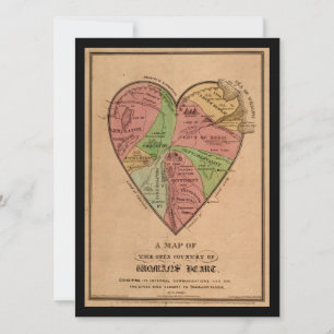 Vintage Map of a Woman's Heart Valentine Card