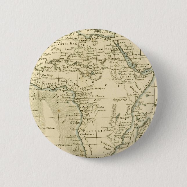 Vintage Map of Africa 2 Inch Round Button (Front)