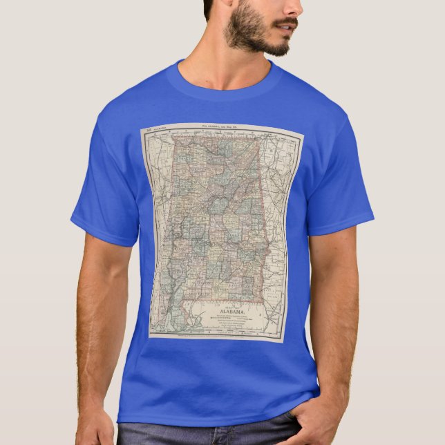 Vintage Map of Alabama 1891 T-Shirt (Front)
