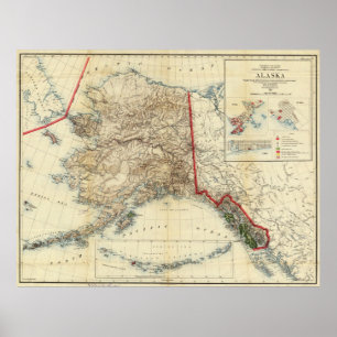 Vintage Map of Alaska (1906) Poster