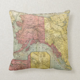 Vintage Map of Alaska and Canada (1901) Throw Pillow