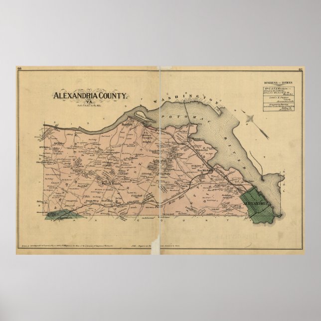 Vintage Map of Alexandria County Virginia (1878) Poster (Front)