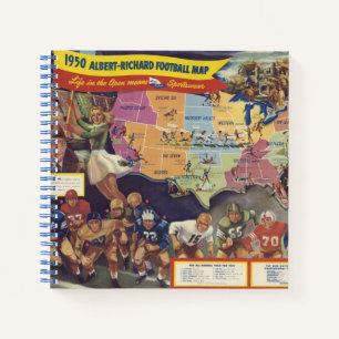Vintage Map of American Football from the 1950s Notebook