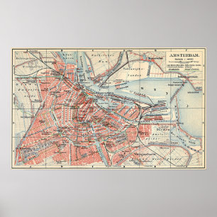 Vintage Map of Amsterdam (1905) (2) Poster