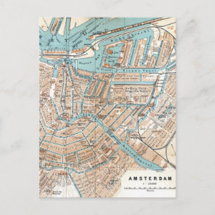 Vintage Map of Amsterdam (1905) Postcard