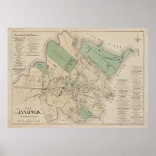 Vintage Map of Annapolis MD (1878) Poster