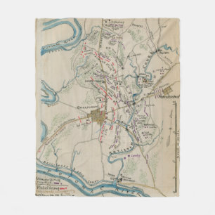 Vintage Map of Antietam Battlefield (1865) Fleece Blanket