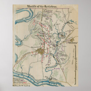 Vintage Map of Antietam Battlefield (1865) Poster