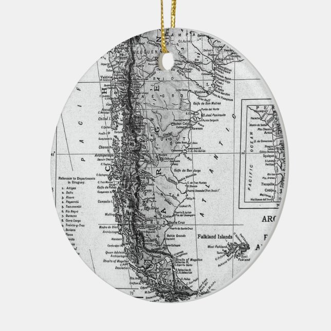 Vintage Map of Argentina (1911) Ceramic Ornament (Left)