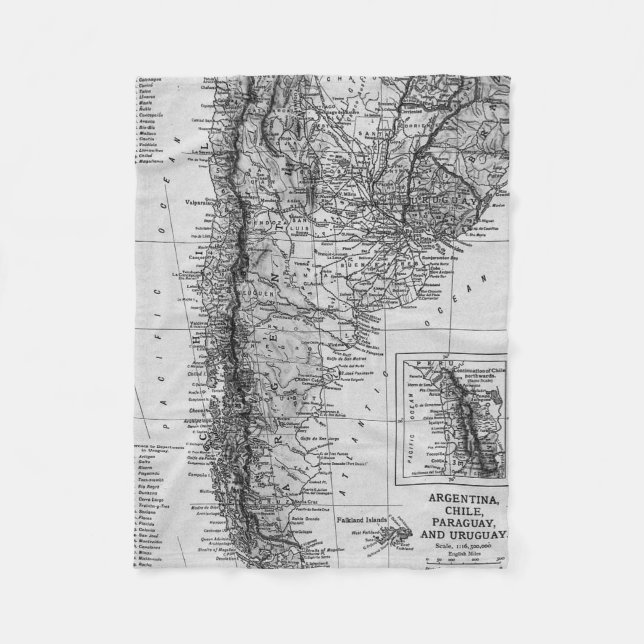 Vintage Map of Argentina (1911) Fleece Blanket (Front)
