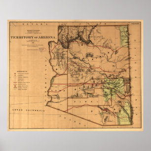 Vintage Map of Arizona (1876) Poster