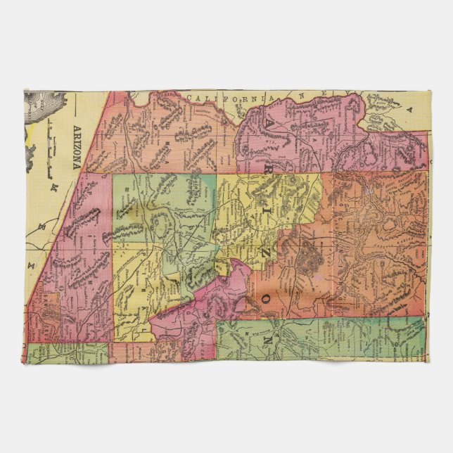 Vintage Map of Arizona (1909) Kitchen Towel (Horizontal)