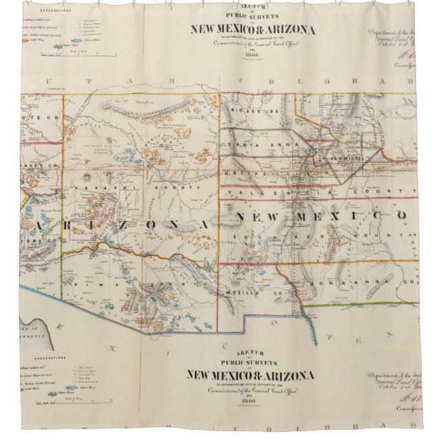 Vintage Map of Arizona and New Mexico (1866) (Front)