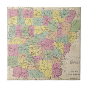 Vintage Map of Arkansas (1853) Tile