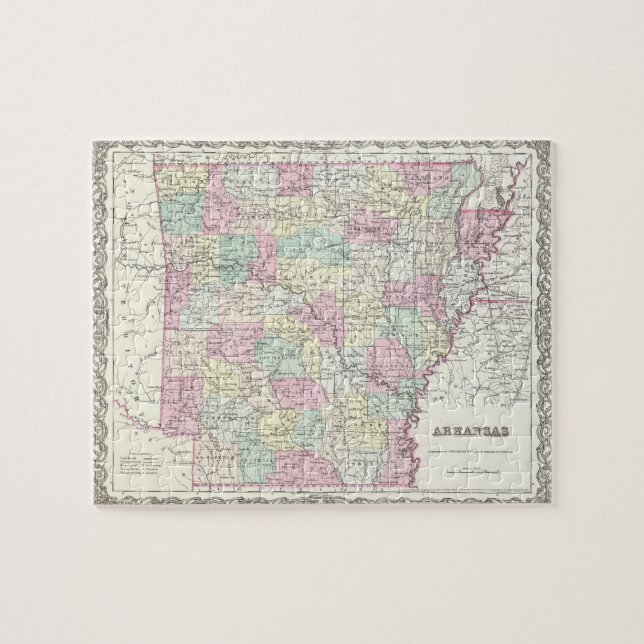 Vintage Map of Arkansas (1855) Jigsaw Puzzle (Horizontal)