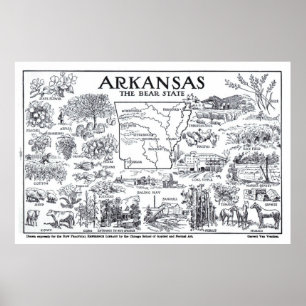 Vintage Map of Arkansas (1912) Poster