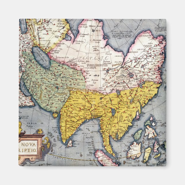 Vintage Map of Asia | 1580 Magnet (Front)