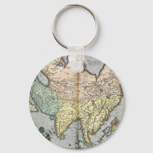 Vintage Map of Asia   1592 Keychain