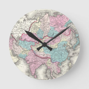 Vintage Map of Asia (1855) Round Clock