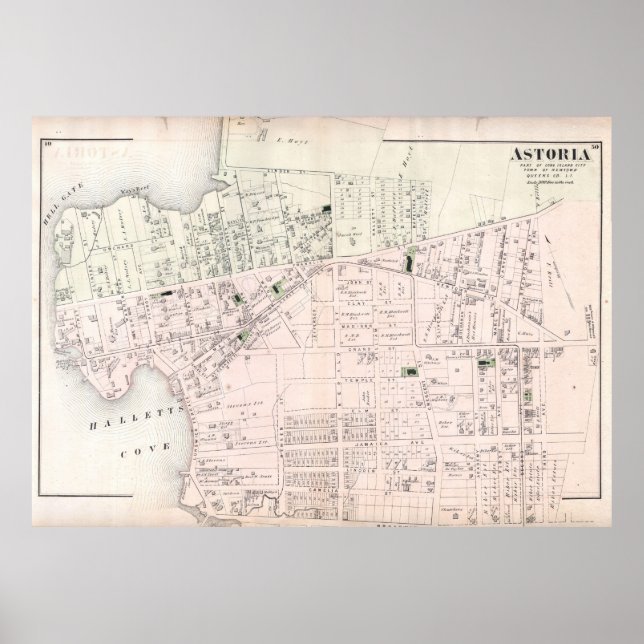 Vintage Map of Astoria NY (1873) Poster (Front)