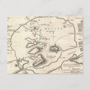 Vintage Map of Athens Greece (1784) Postcard