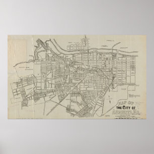 Vintage Map of Augusta GA (1913) Poster