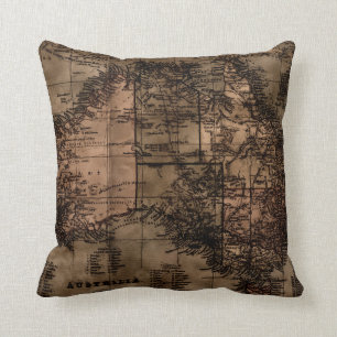 Vintage Map of Australia Throw Pillow