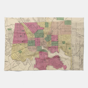 Vintage Map of Baltimore (1873) Kitchen Towel