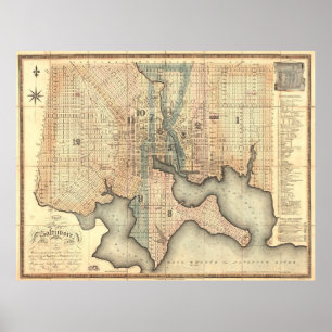 Vintage Map of Baltimore Maryland (1822) Poster