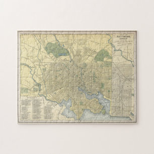 Vintage Map of Baltimore Maryland (1891) Jigsaw Puzzle
