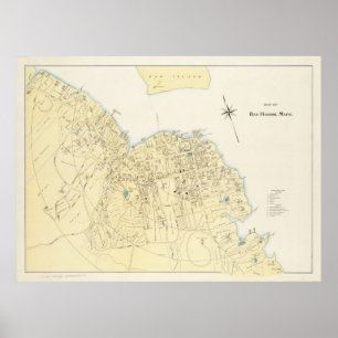 Vintage Map of Bar Harbor Maine (1897) Poster