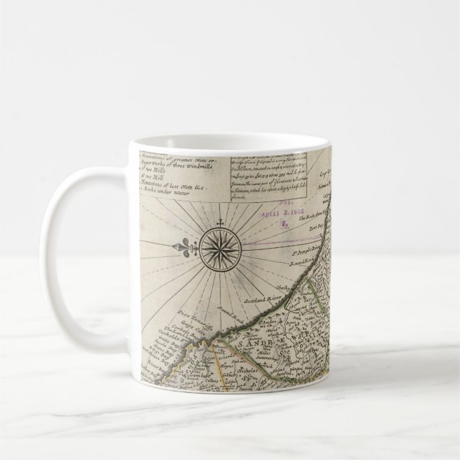 Vintage Map of Barbados (1736) Coffee Mug (Left)