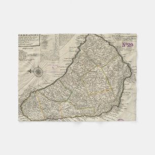 Vintage Map of Barbados (1736) Fleece Blanket