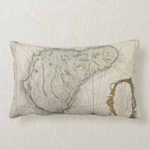 Vintage Map of Barbados (1758) Lumbar Pillow