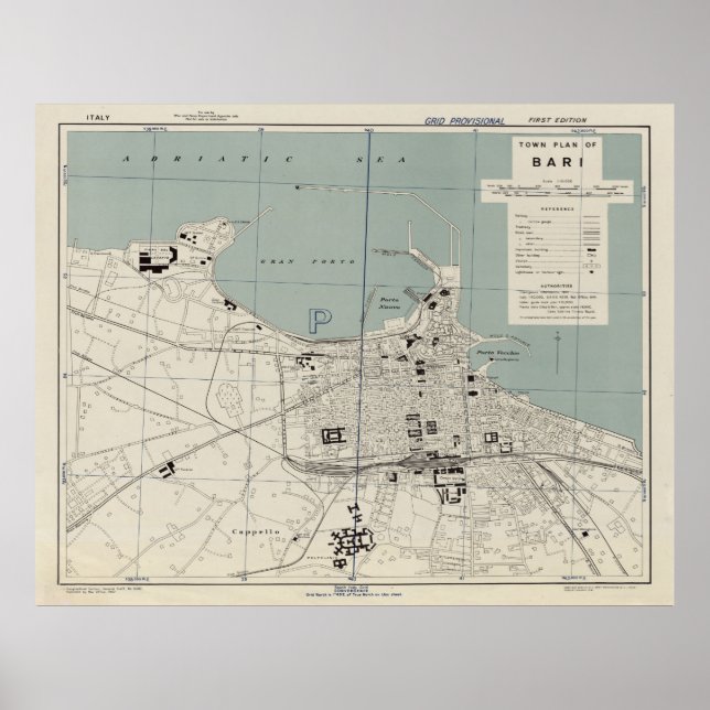 Vintage Map of Bari Italy (1943) Poster (Front)