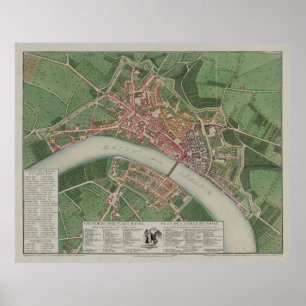 Vintage Map of Basel Switzerland (1876) Poster